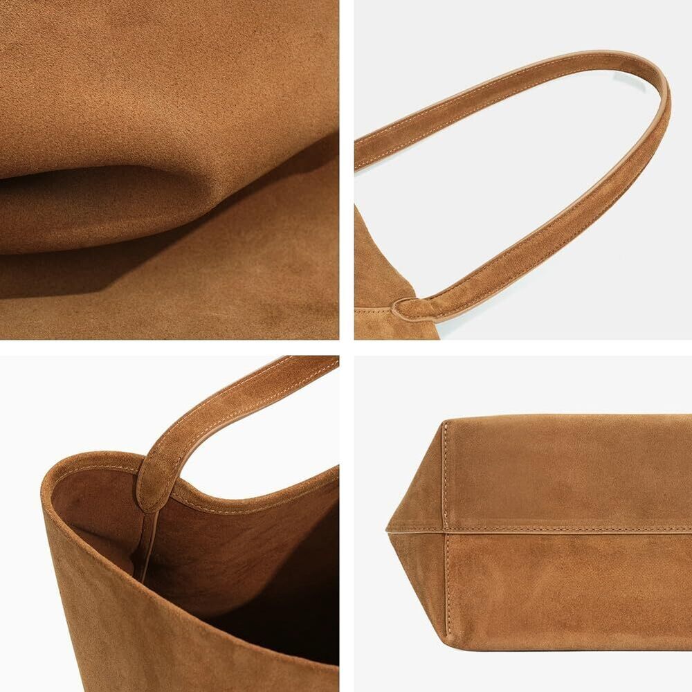 4408 Large Leather Bucket Shoulder Bags Soft Suede Tote Purse Handbags - Picture 6 of 7